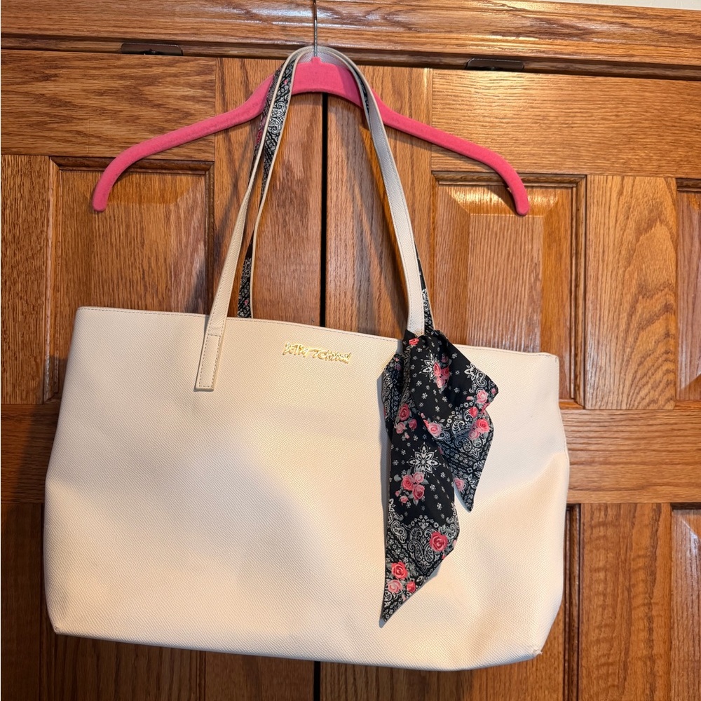 Betsey Johnson White Tote with Floral Scarf